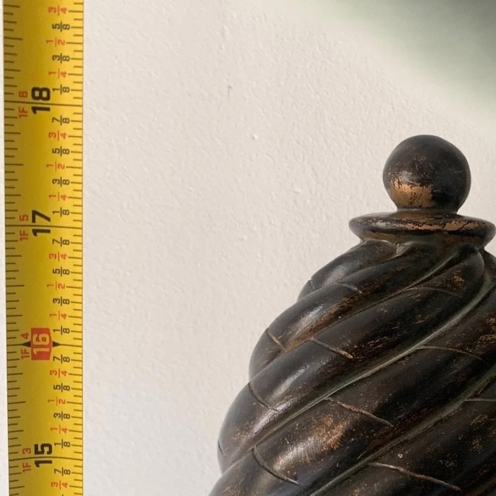 Vintage Style‎ Spiral Finial Sculpture Bronze Gold Tone Pedestal Decor 17.5